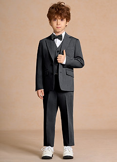 front Oliver Charbon Costume 5 pièces pour garçon avec nœud papillon