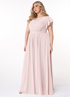 Azazie Daphne Modest Bridesmaid Dresses A-Line Ruffled Chiffon Floor-Length Dress image8