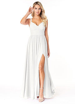 Azazie Chanel Brautjungfernkleider A-Linie Plissee Chiffon Kleid Weiß image5