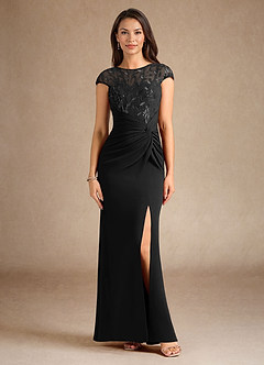 Azazie Santa Clarita Mother of the Bride Dresses Black Mermaid Sequins Stretch Crepe Dress image4