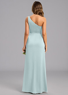 Azazie Phaedra Bridesmaid Dresses Mist A-Line One Shoulder Stretch Satin Dress image2