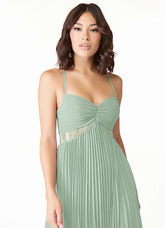 Azazie Devyn Bridesmaid Dresses Agave A-Line Corset Chiffon Dress image5