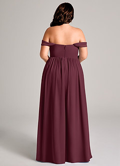 Azazie Calianna Bridesmaid Dresses Cabernet A-Line Off the Shoulder Chiffon Convertible Dress image15
