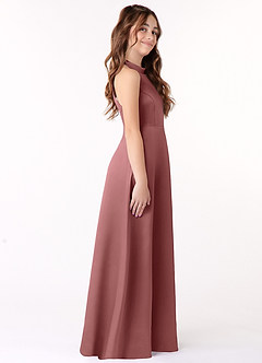 Azazie Laurel Junior Amethyst A-Line Stretch Satin Dress image2