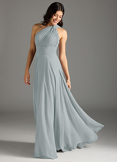 Azazie Charlize Bridesmaid Dresses Dolphin Grey A-Line One Shoulder Chiffon Dress image1