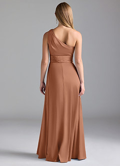 Azazie Dallas Bridesmaid Dresses Bronzer A-Line One Shoulder Stretch Satin Dress image2