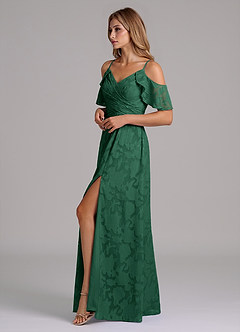 Azazie Dakota Vestidos de damas de honor Vestido de Verde Oscuro de Devorado Floral de Corte en A con Vestidos sin tirantes image6