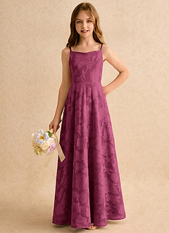 Azazie Jaella Girls Formal Abiti da Ragazza di Fiori Abito A-Line in Burnout Floreale Plissettato Gelso image4