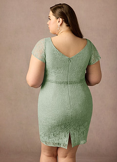 Azazie Lucilia Final Sale Dusty Sage Sheath Lace Dress image11