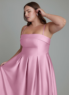 Azazie Lucienne Bridesmaid Dresses Candy Pink A-Line Strapless Stretch Satin Convertible Dress image14