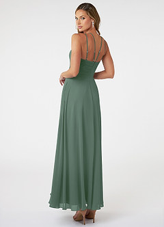 Azazie Melinda Final Sale Agave A-Line Pleated Chiffon Dress image4