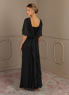 Azazie Dion Mother of the Bride Dresses Black Sheath Scoop Stretch Crepe Dress image11