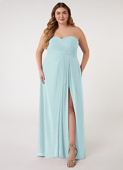Azazie Arabella Allure Vestidos de damas de honor Vestido de Vidrio Marino de Gasa de Corte en A Convertible con Escote de Corazón image12