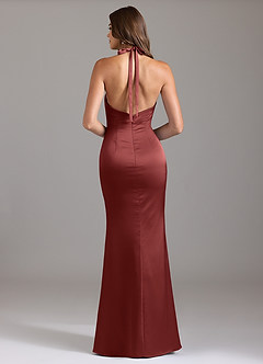 Azazie Valerie Bridesmaid Dresses Terracotta Mermaid Pleated Stretch Satin Dress image2