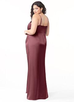 Azazie Maci Brautjungfernkleider A-Linie V-Hals Gefaltet Stretch-Satin Kleid Wüstenrose image7