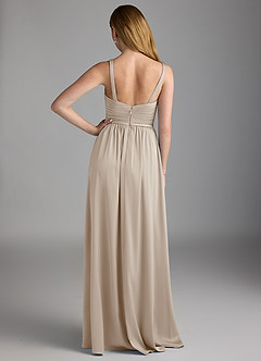 Azazie Chanel Bridesmaid Dresses Frost A-Line Pleated Stretch Satin Dress image2