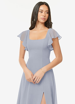Azazie Bondi Bridesmaid Dresses Dusty Lavender A-Line Ruffled Chiffon Dress image6