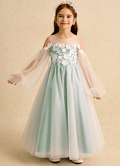 Azazie Zimi vestidos de niña de las flores Vestido de Agave de Tul de Princesa con Escote de Corazón image2