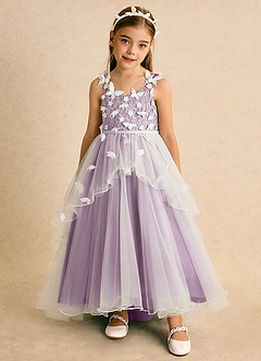 Azazie Darlina Flower Girl Dresses Ivory Wisteria Ball-Gown Lace Tulle Dress image5