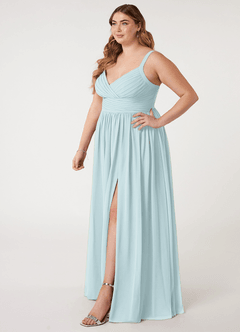 Azazie Chanel Bridesmaid Dresses Mist A-Line Pleated Chiffon Dress image10