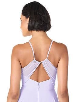 Azazie Avelina Robes de demoiselle d'honneur Robe Trapèze en Mousseline de soie Col V plissé Lilas image5