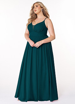 Azazie Rayna Brautjungfernkleider A-Linie V-Hals Gefaltet Chiffon Kleid Kiefer image9