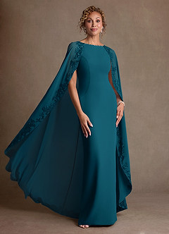Azazie Artemisia Mother of the Bride Dresses Ink Blue Sheath Lace Chiffon Dress image5