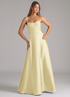 Azazie Valentine Suknie dla druhen Linia A Gorset Satyna elastyczna Do ziemi Sukienka image4