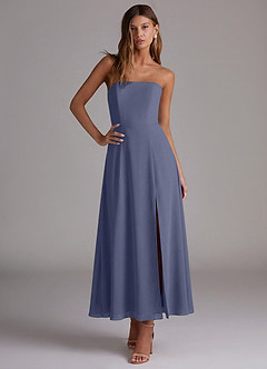 Azazie Wren Vestidos de madrinha de casamento Vestido Tormentoso de Chiffon de Linha A com Sem alças image5