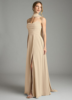 Azazie Ayla Abiti da Damigella Abito A-Line in Chiffon Scollo a Cuore Champagne image8