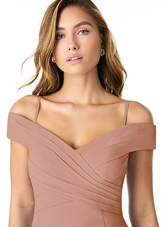 Azazie Lecia Suknie dla druhen Imperium Zza ramienia Szyfon Do ziemi Sukienka image2