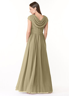 Azazie Organa Abiti da Damigella Abito A-Line in Chiffon Plissettato Verde Muschio image2