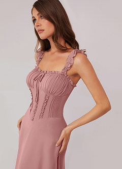 Barbie ♥ Azazie Bridesmaid Dresses Dusty Rose A-Line Sweetheart Neckline Chiffon Dress image4
