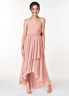 Azazie Catalina Junior Champagne A-Line Ruched Chiffon Dress image4