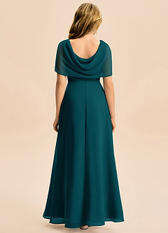 Azazie Emma Junior Robe Trapèze en Mousseline de soie Plissée Vert Pin image2