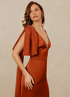 Christian Siriano Bridal for Azazie 1011 Bridesmaid Dresses Paprika Mermaid Bow Stretch Satin Dress image8