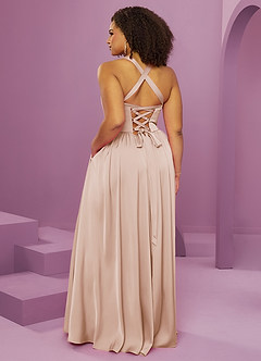 Barbie ♥ Azazie Bridesmaid Dresses Blushing Pink A-Line with Pockets Stretch Satin Dress image14