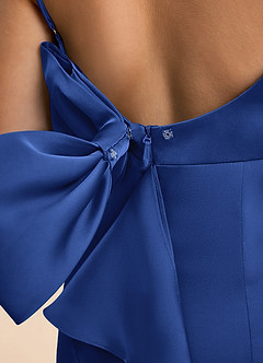 Azazie Lioren Junior Royal Blue Sheath Bow Stretch Satin Dress image6