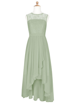 Azazie Roslin A-Line Lace Chiffon Asymmetrical Junior Bridesmaid Dress image5