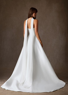 Azazie Adinah Wedding Dresses Diamond White A-Line Strapless Mikado Dress image2
