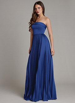 Azazie Mariana Brautjungfernkleider A-Linie Plissee Stretch-Satin Kleid Königsblau image6