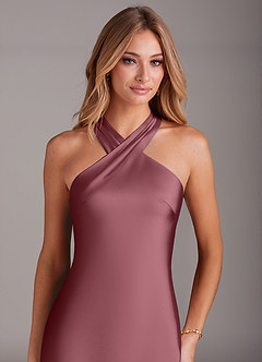 Azazie Doretta Bridesmaid Dresses Desert Rose Mermaid Pleated Stretch Satin Dress image5