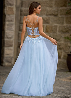 Drapelet Blue A-line Prom Dress image2