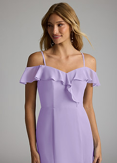 Azazie Sophie Bridesmaid Dresses Lilac A-Line Off the Shoulder Chiffon Convertible Dress image4