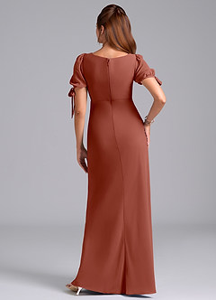 Azazie Pheby Bridesmaid Dresses Auburn A-Line Pleated Chiffon Dress image6
