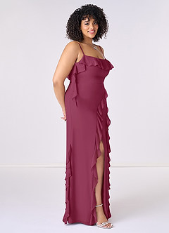 Barbie ♥ Azazie Bridesmaid Dresses Mulberry Sheath Bow Chiffon Dress image9