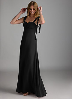 Azazie Lizet Bridesmaid Dresses Black A-Line Sweetheart Neckline Chiffon Dress image1