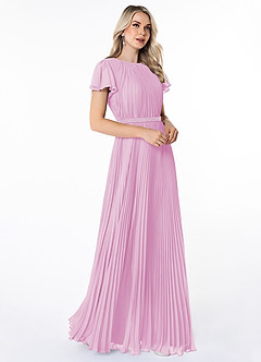 Azazie Kara vestidos de dama de honor modestos Vestido de Corte En A Plisado Hasta el suelo Gasa image3