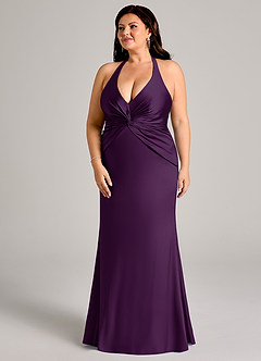 Azazie Valerie Bridesmaid Dresses Grape Mermaid Pleated Stretch Satin Dress image5