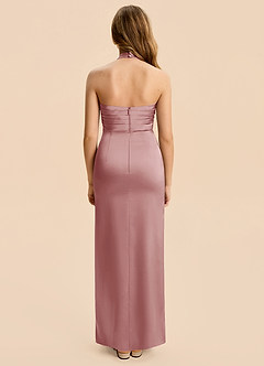 Azazie Jemma Junior Dusty Rose Sheath Ruched Stretch Satin Dress image2